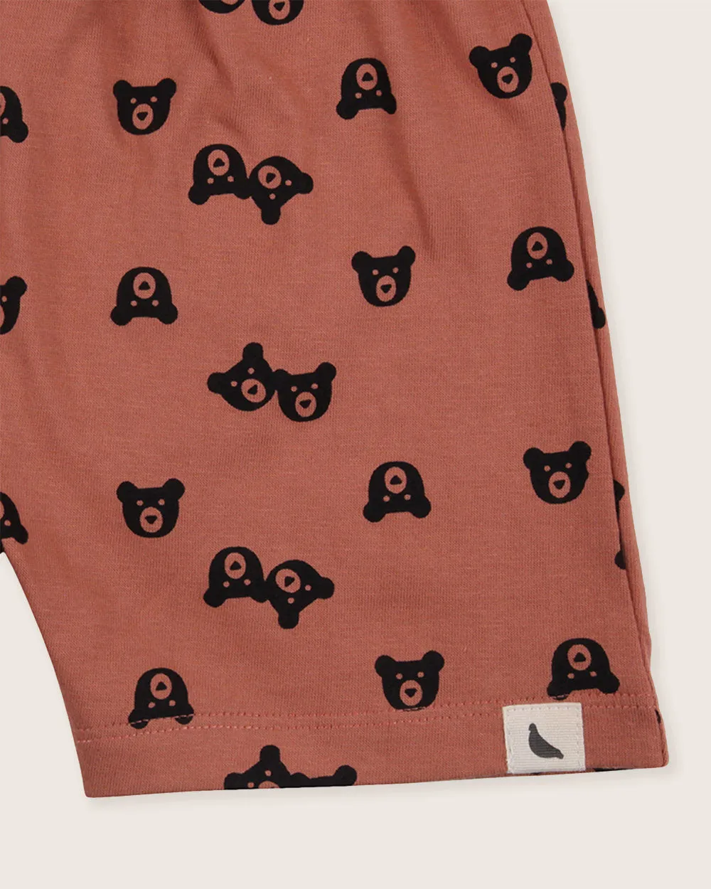 Red Bear Print Shorts
