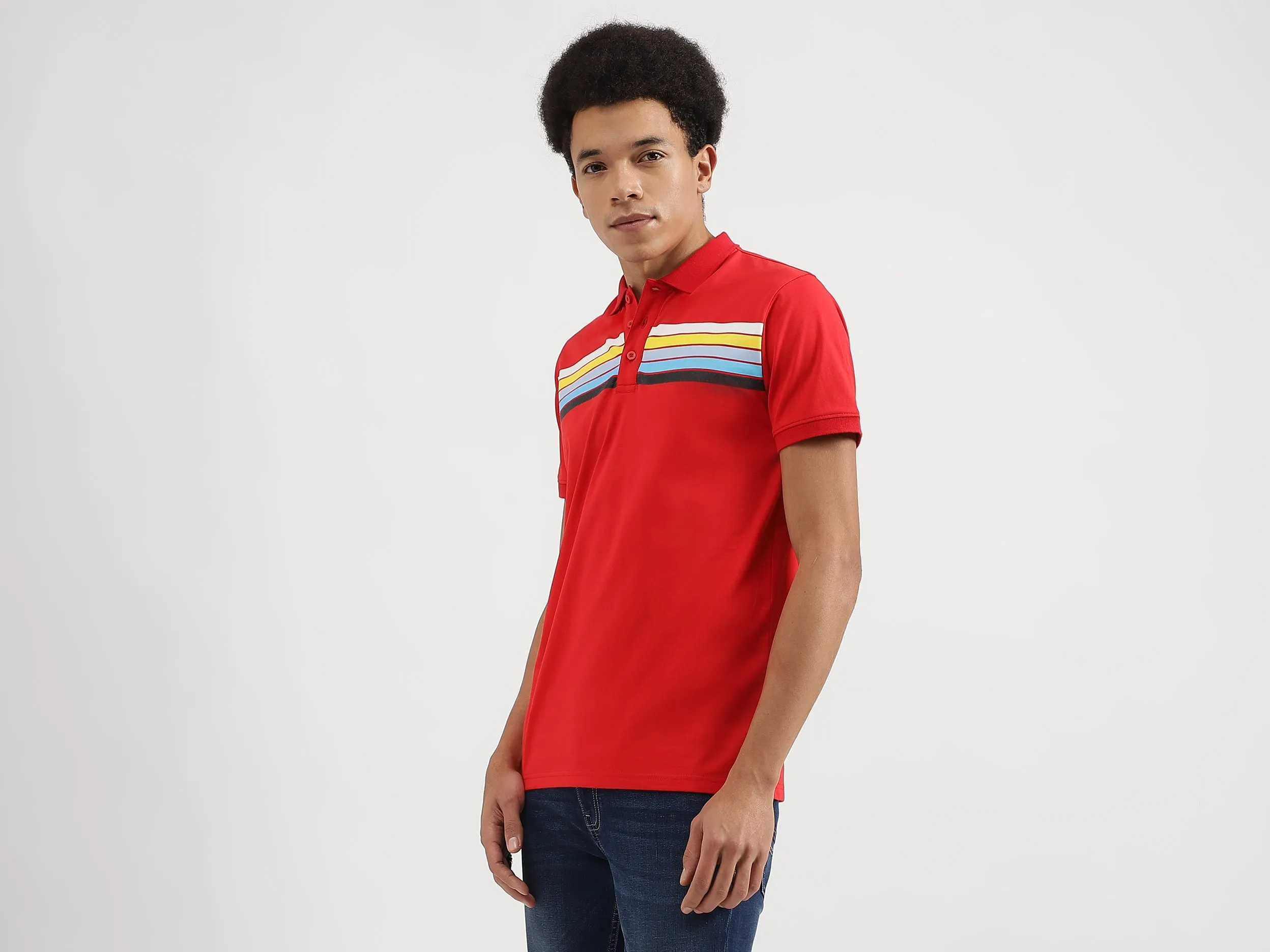 Regular Fit Polo Neck Printed T-Shirts