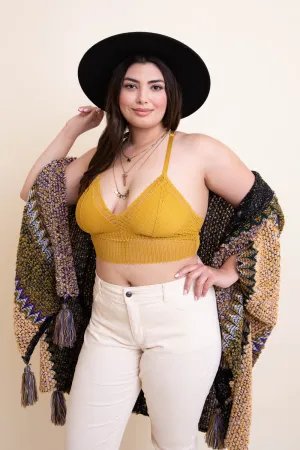 Ribbed Lace Boho Racerback Bralette Plus - 4 colors