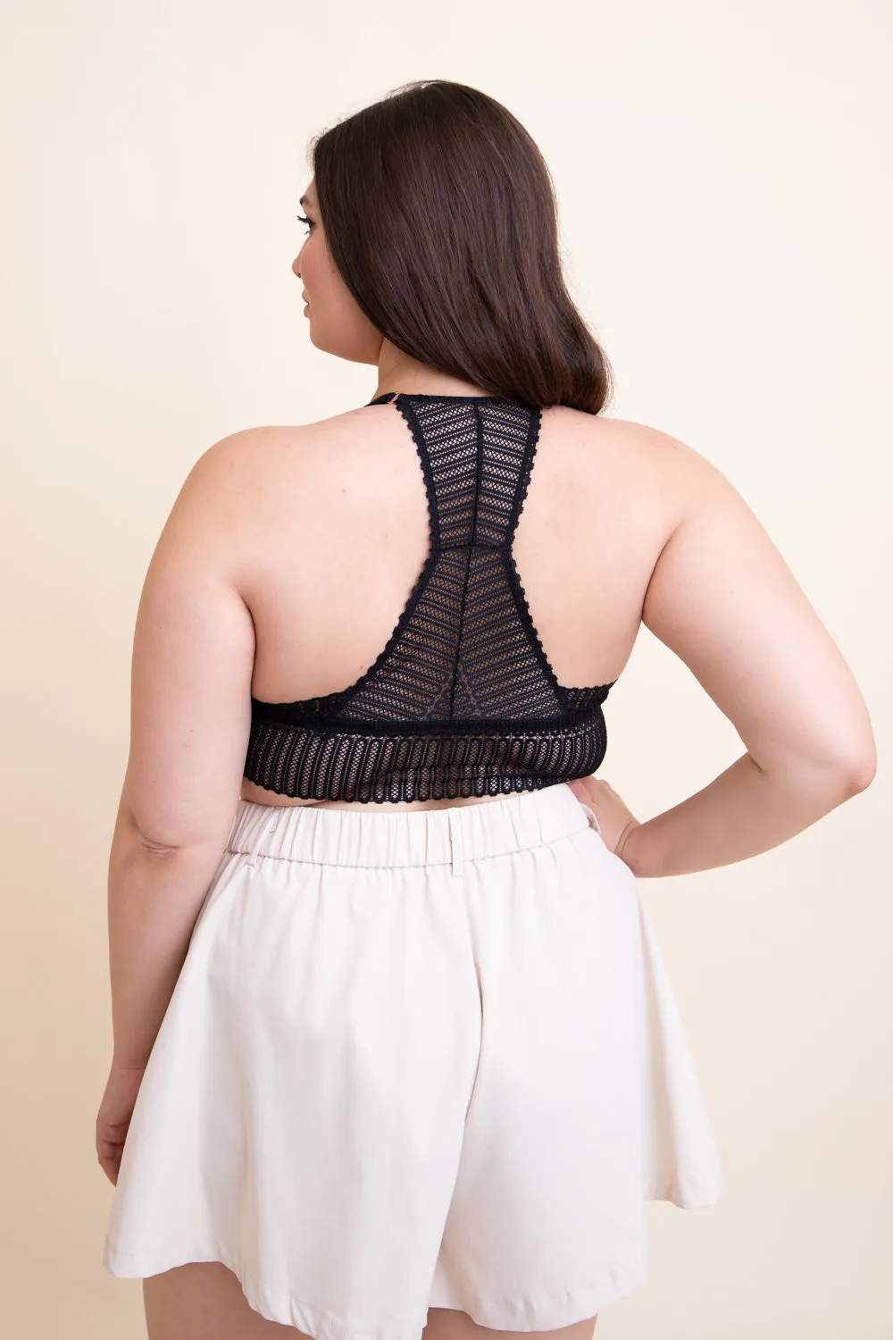 Ribbed Lace Boho Racerback Bralette Plus - 4 colors