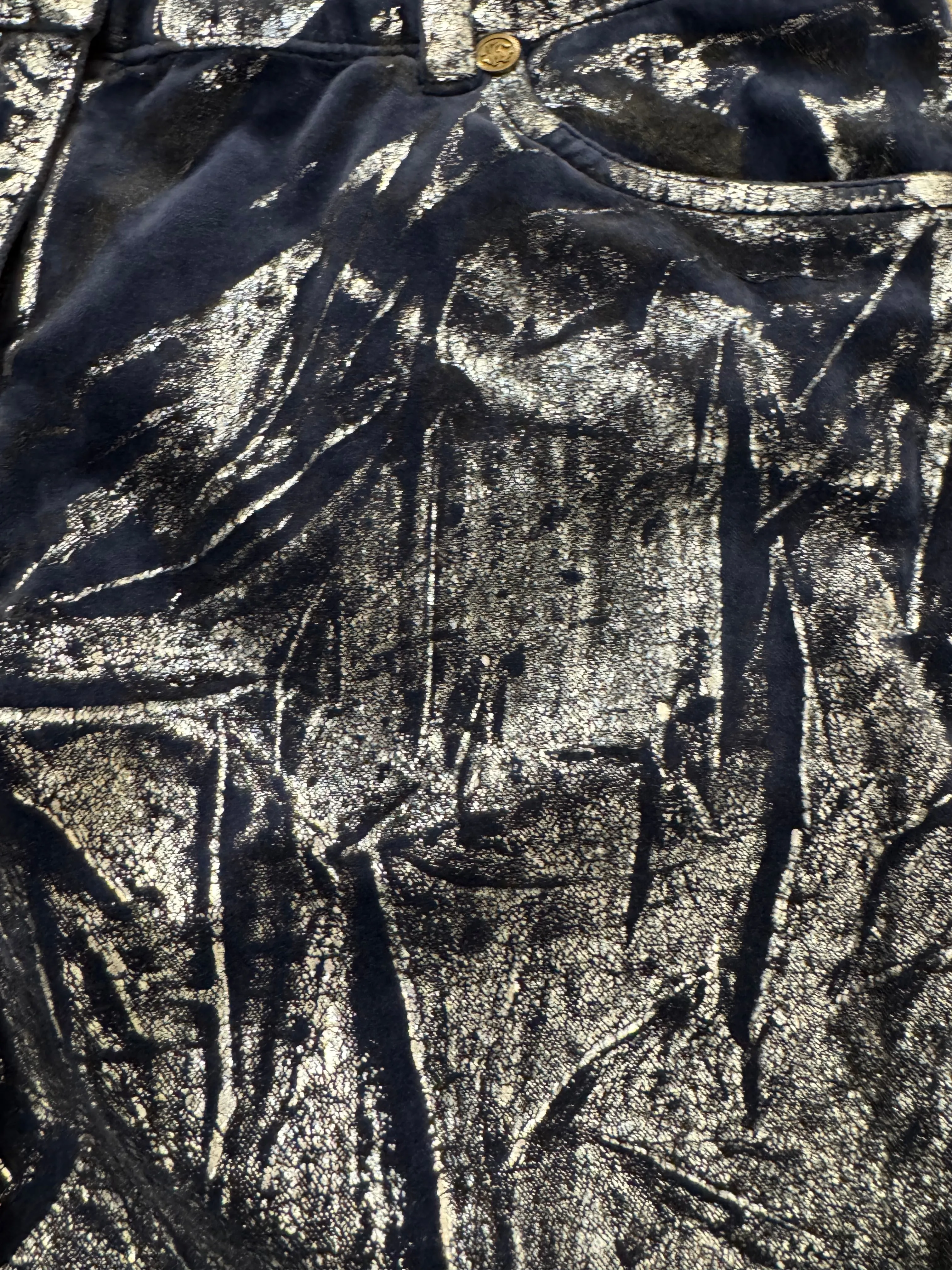 Roberto Cavalli waxed silver pants