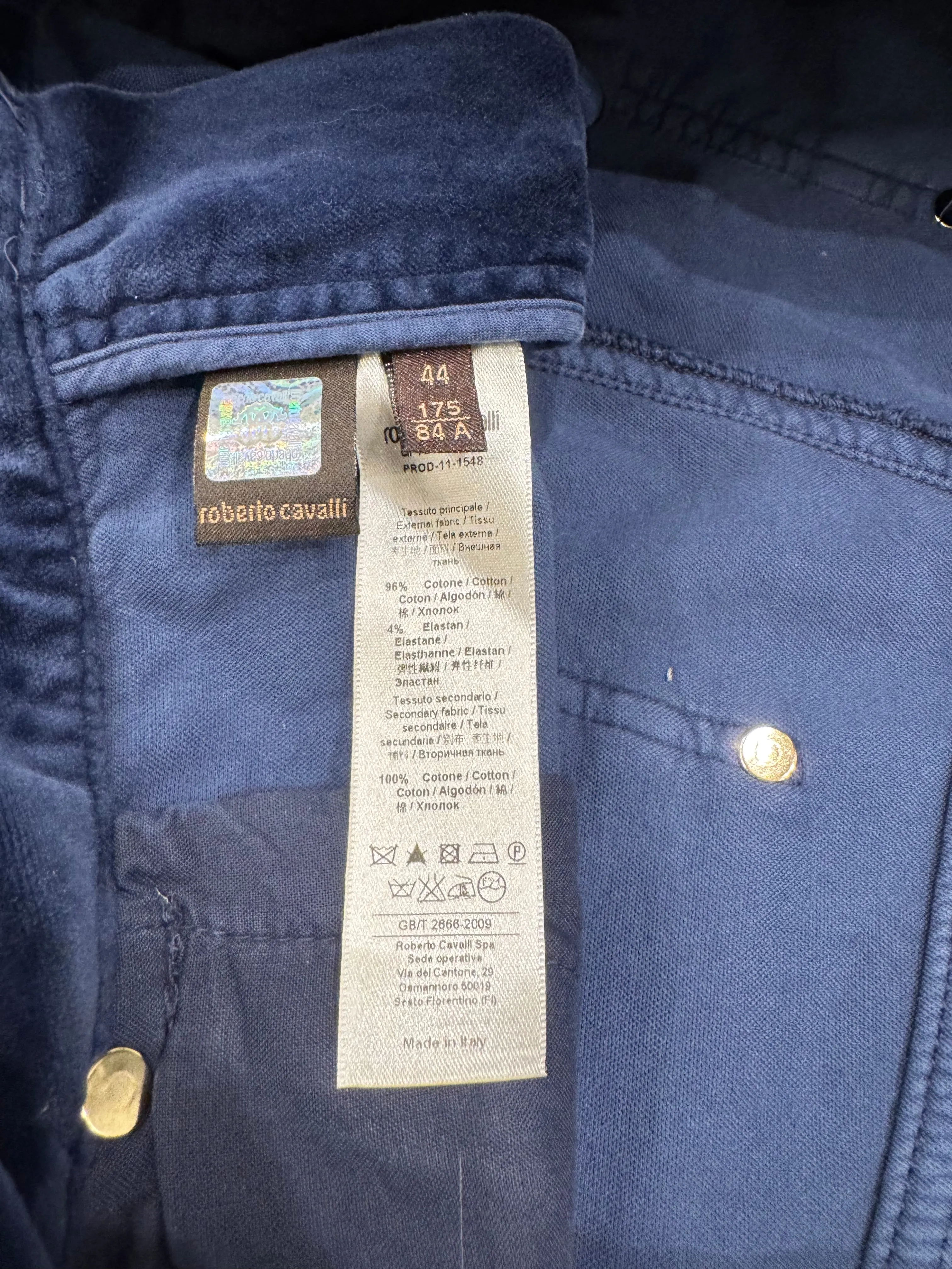 Roberto Cavalli waxed silver pants