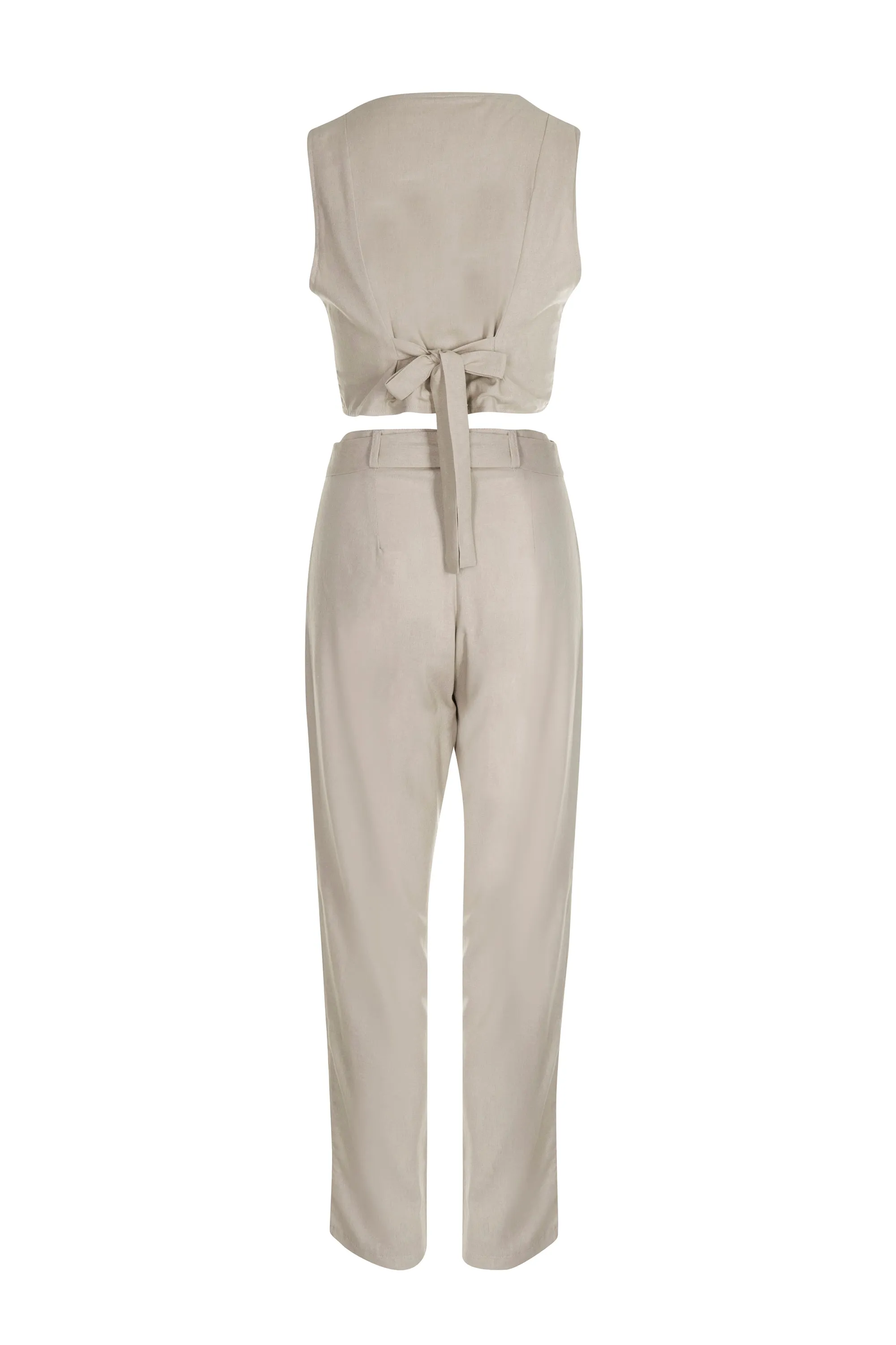 Sand -  Linen Tapered Pants