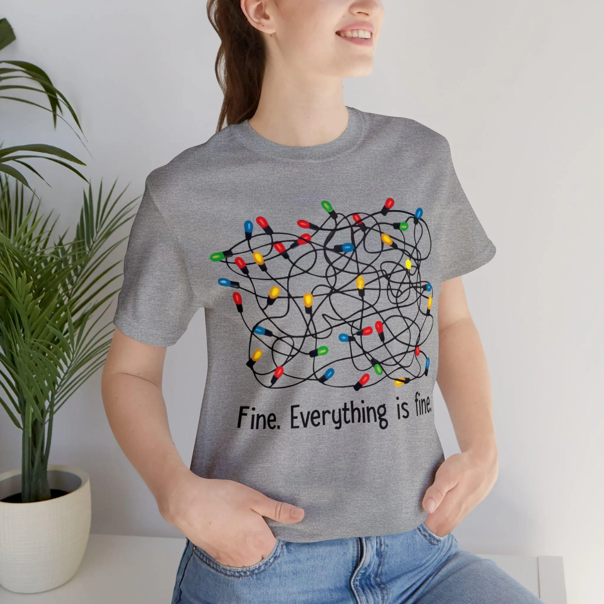 Sandjest Funny Christmas T-Shirt I'm Fine Everything Is Fine Gift for Friend Girl Women Men Boy