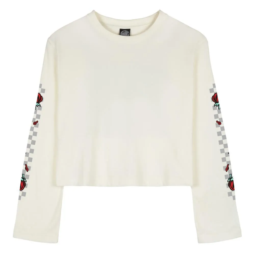 Santa Cruz Womens L/S T-Shirt Check Floral Sleeve L/S Tee - Off White