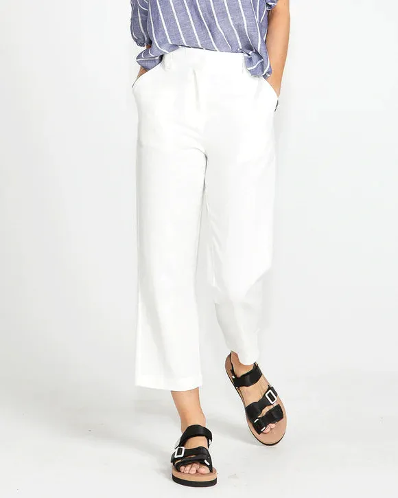 SASS BOWIE STRAIGHT LEG PANT WHITE