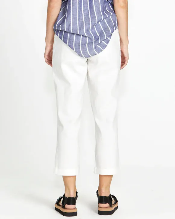 SASS BOWIE STRAIGHT LEG PANT WHITE