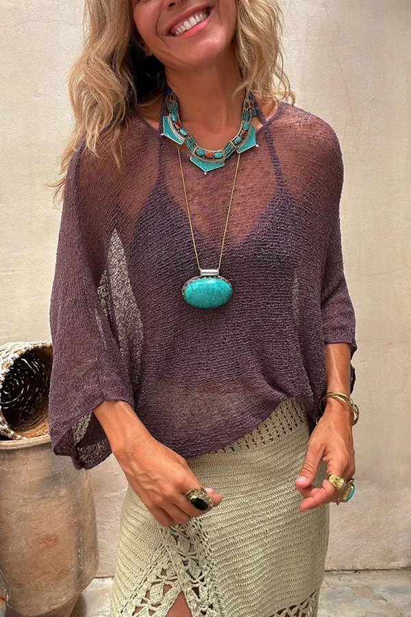 Sexy See-through Long-sleeved Beach Cover-up Top