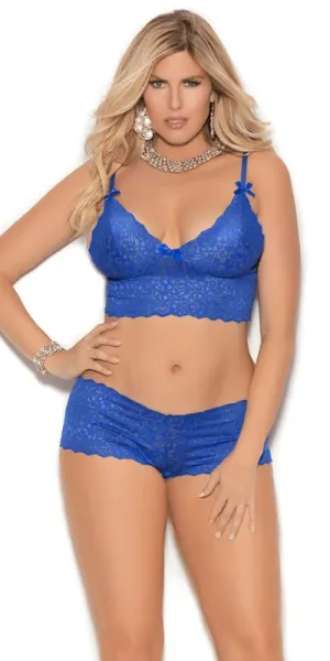 Sexy Unstoppable Plus Size Floral Lace Cami and Booty Shorts