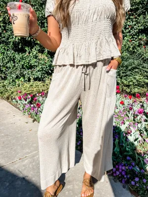 Shae Smocked Pants Straw