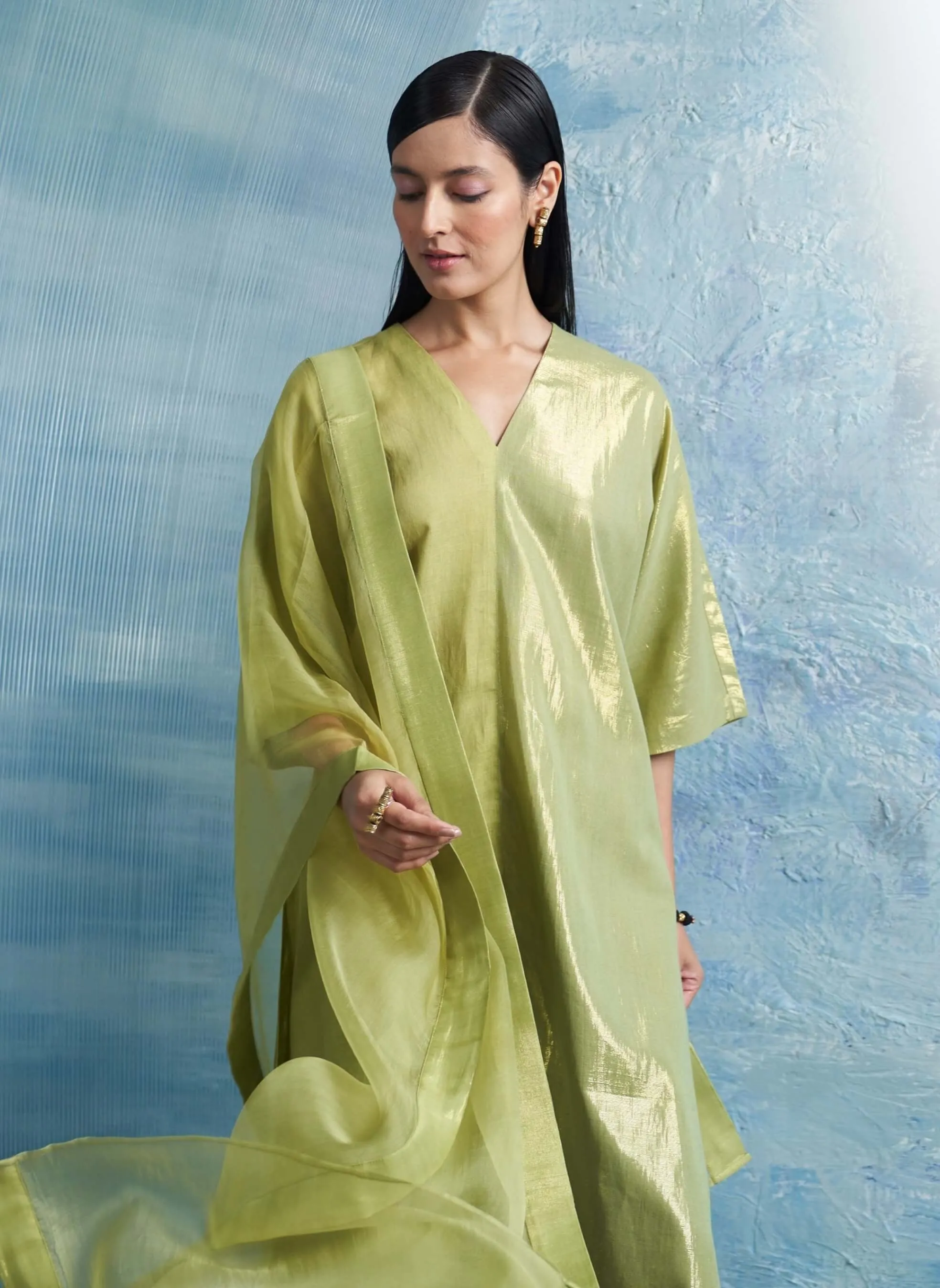 Sheen green kurta set