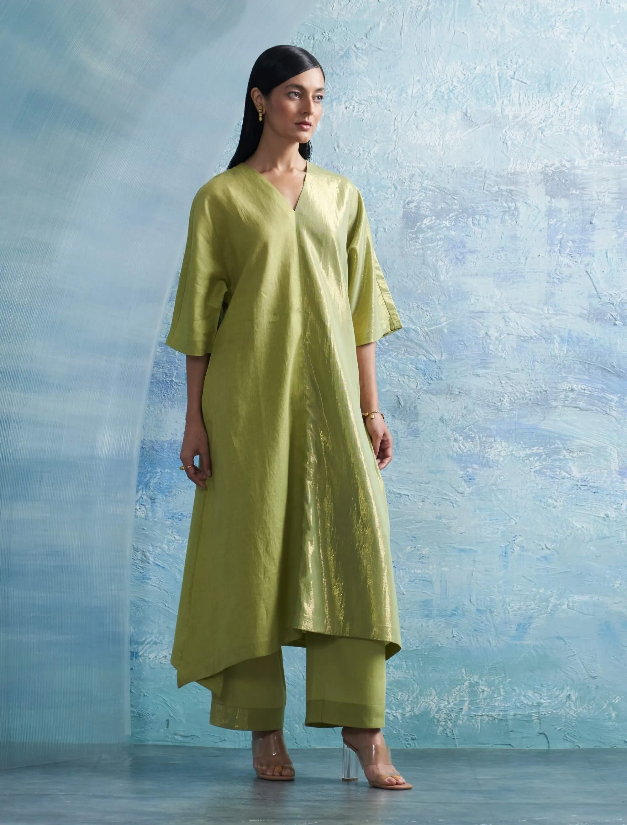 Sheen green kurta set