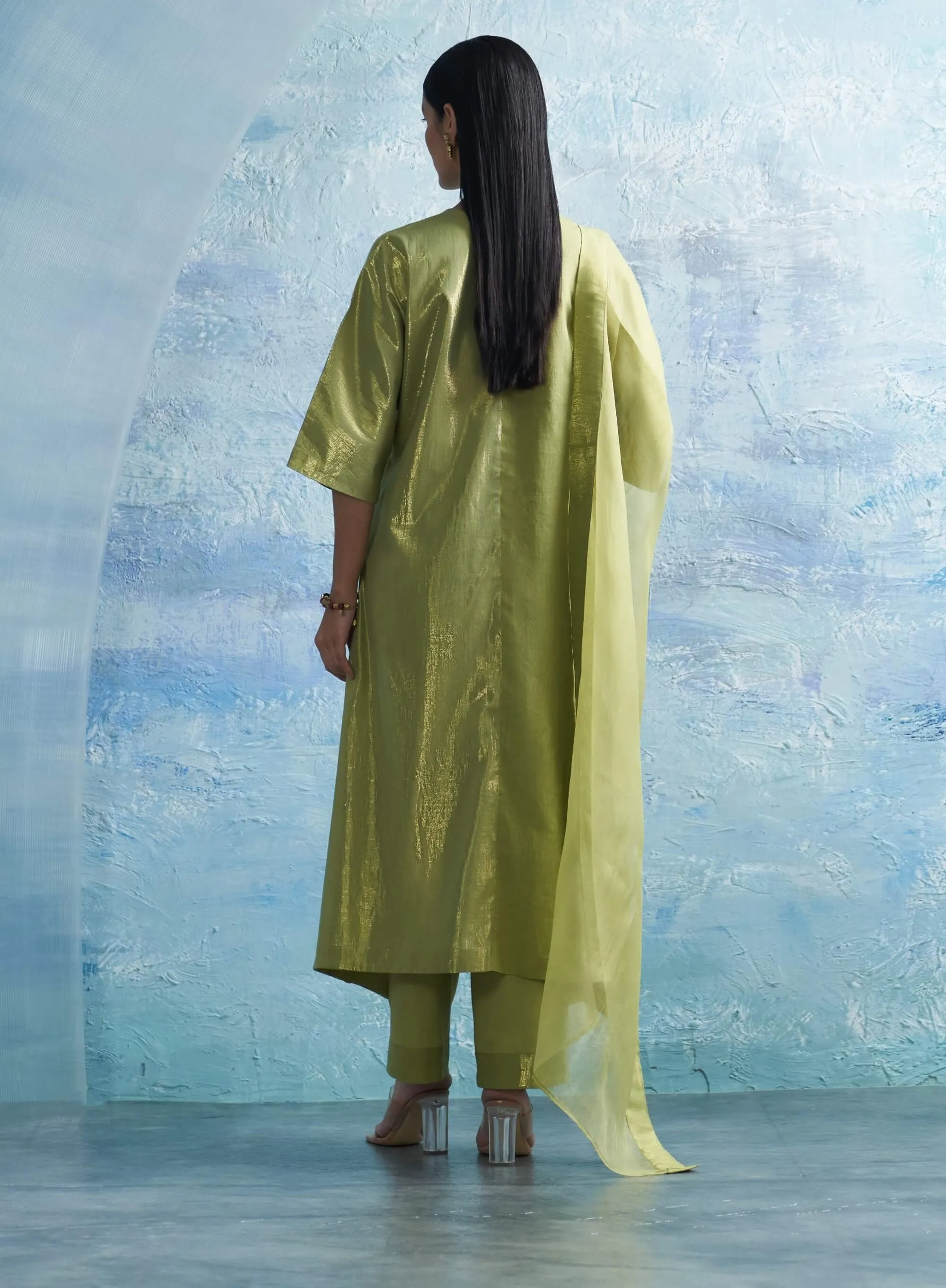Sheen green kurta set