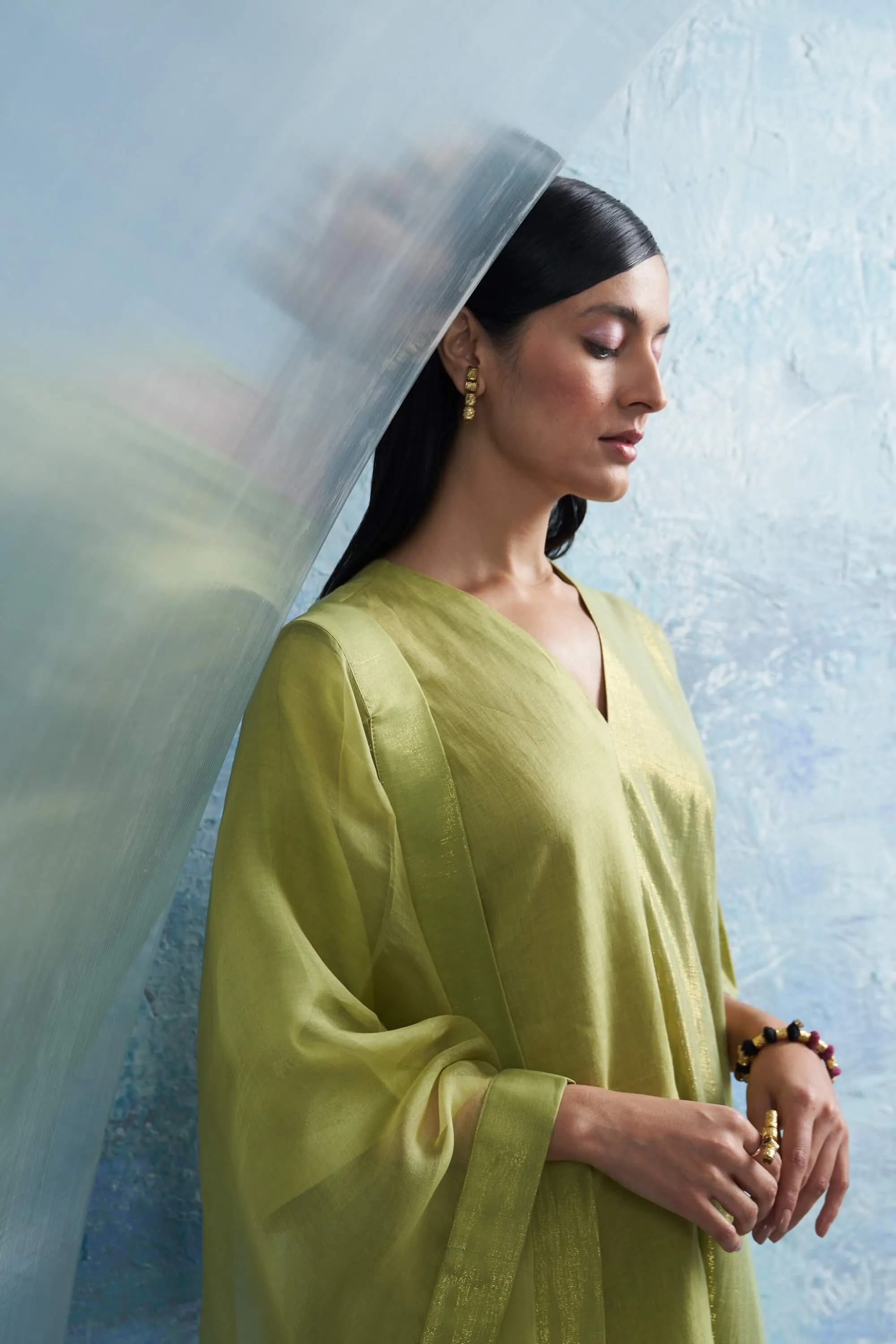 Sheen green kurta set
