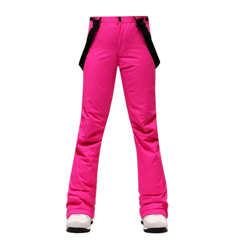 Ski Pants Women Thicken Windproof Waterproof Winter Snow Pants Outdoor Sports Snowboarding Warm Breathable Overalls