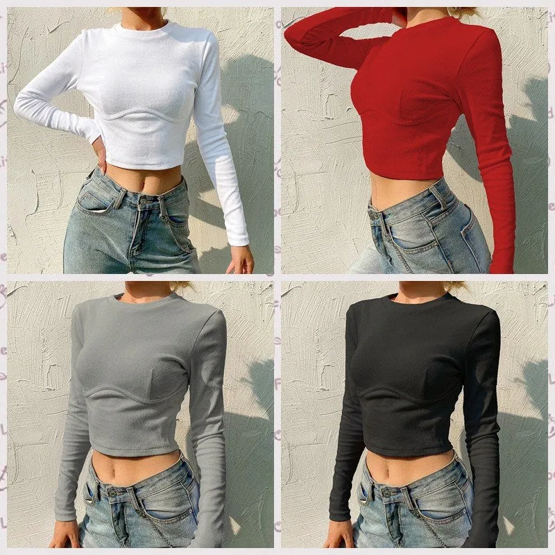 slim fit long sleeve t-shirt top KF81821