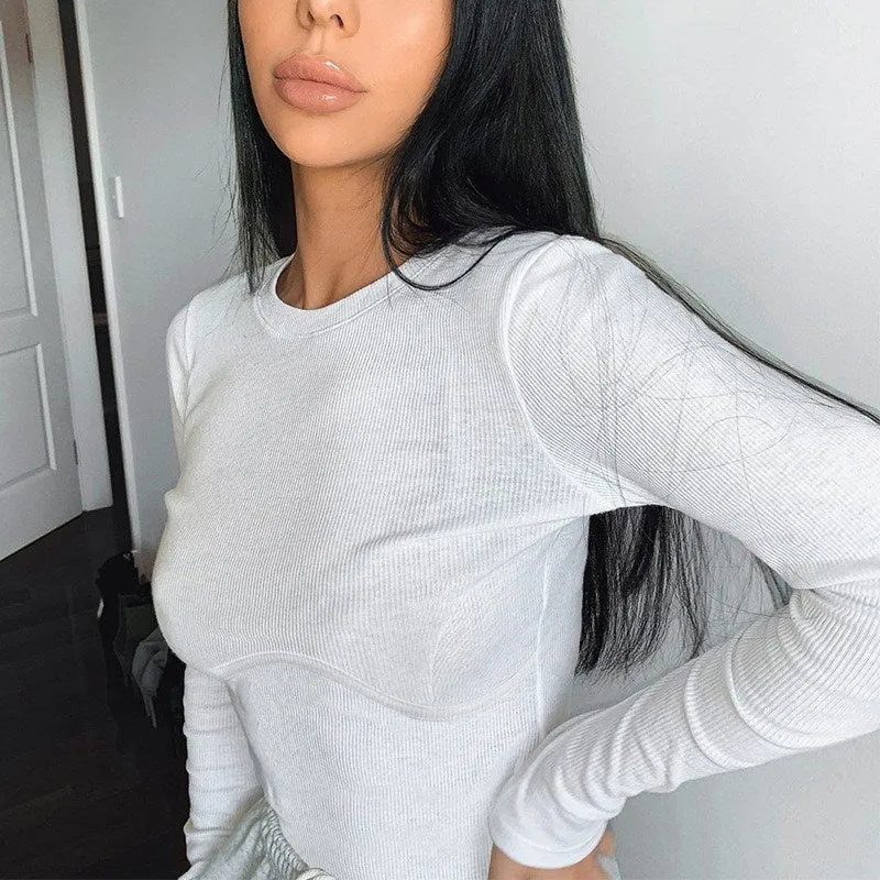 slim fit long sleeve t-shirt top KF81821