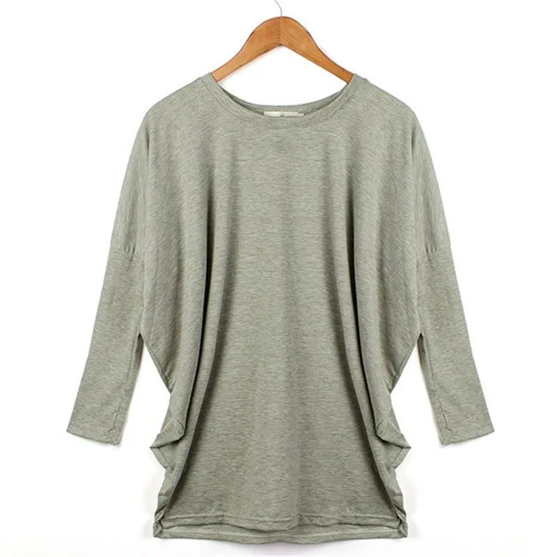 Slim Women Black Gray Cotton Long Slim Sleeve Loose Shirt Dress Plus Size Tops Tees