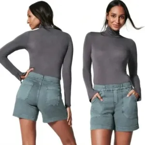 Spanx Stretch Twill Shorts 6&quot; in Hazy Blue