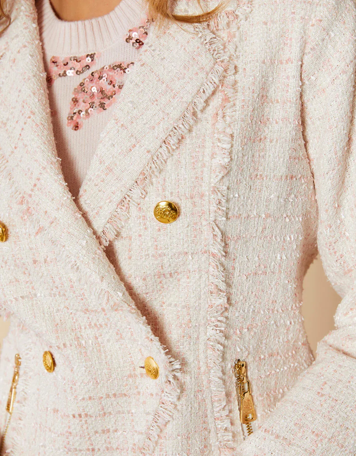 Spartina 449 Nathalie Tweed Blazer Pearl Blush - FINAL SALE