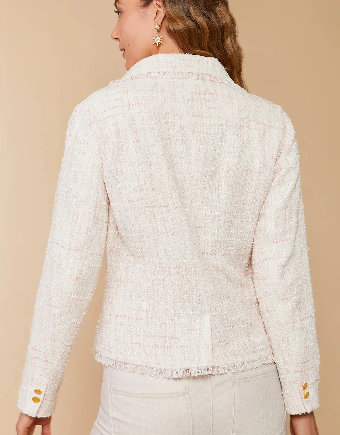 Spartina 449 Nathalie Tweed Blazer Pearl Blush - FINAL SALE
