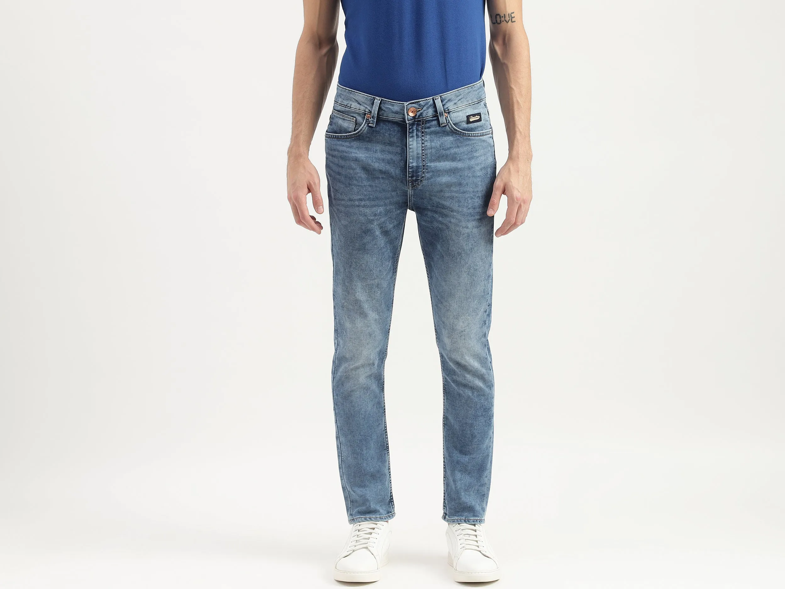 Stone Wash Low Rise Slim Fit Jeans