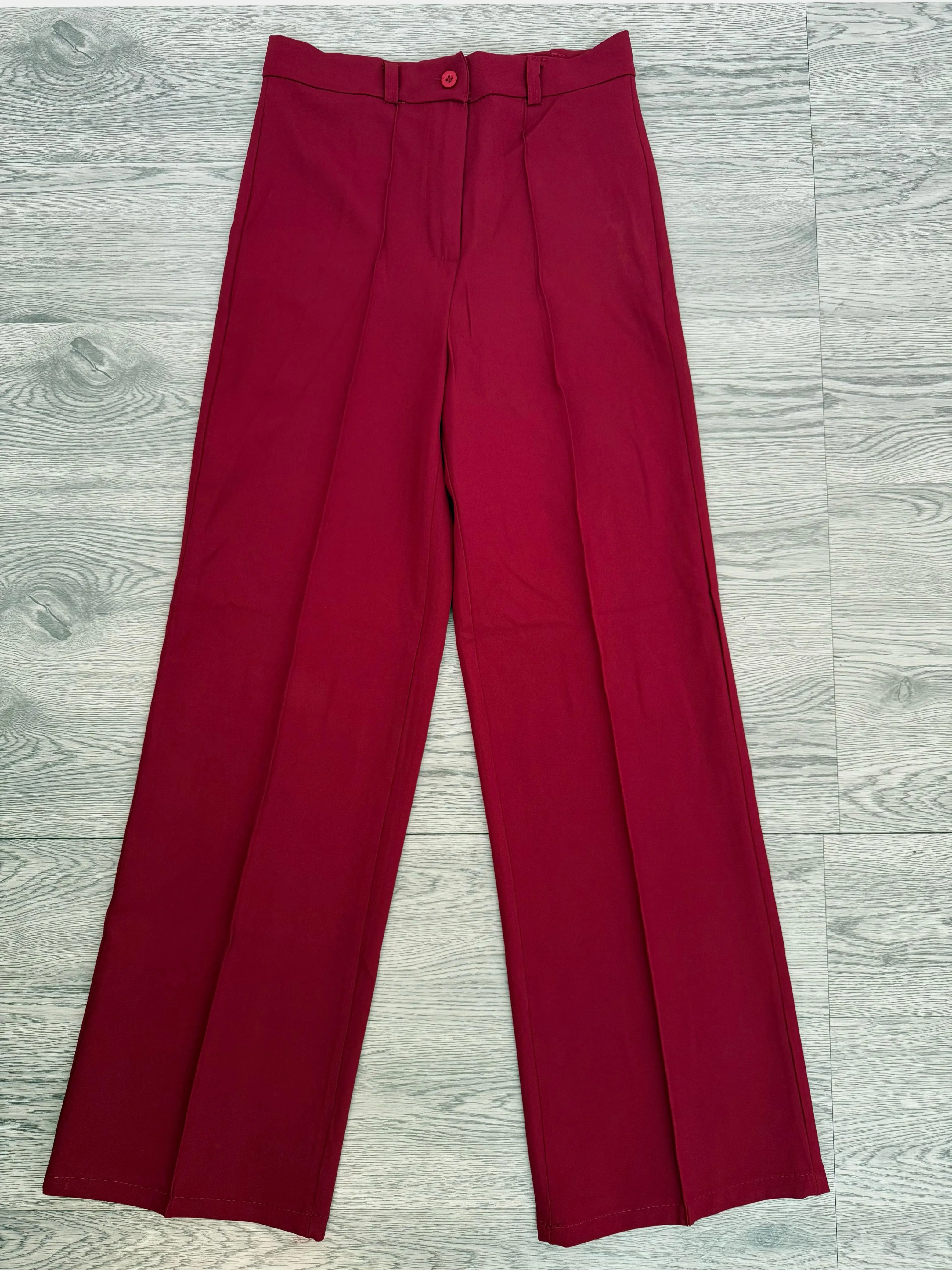Straight Leg Pants - Black & Burgundy