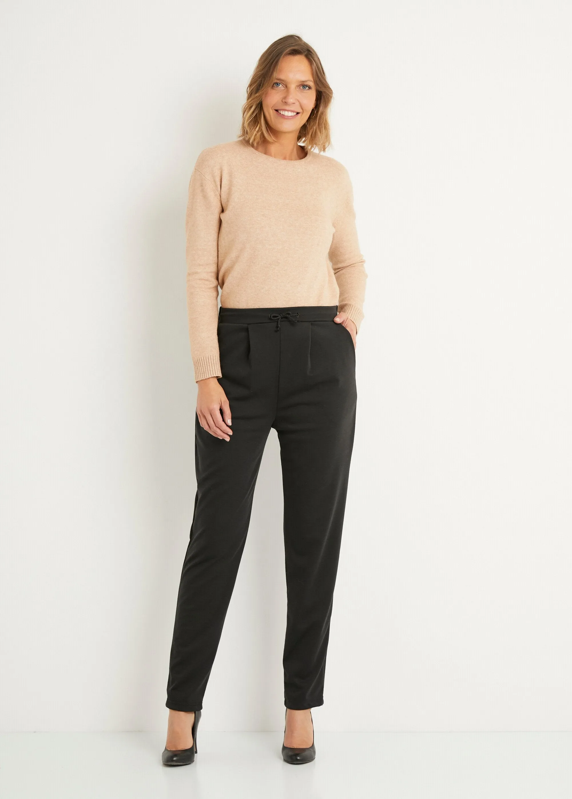 Straight-leg stretch-knit pants
