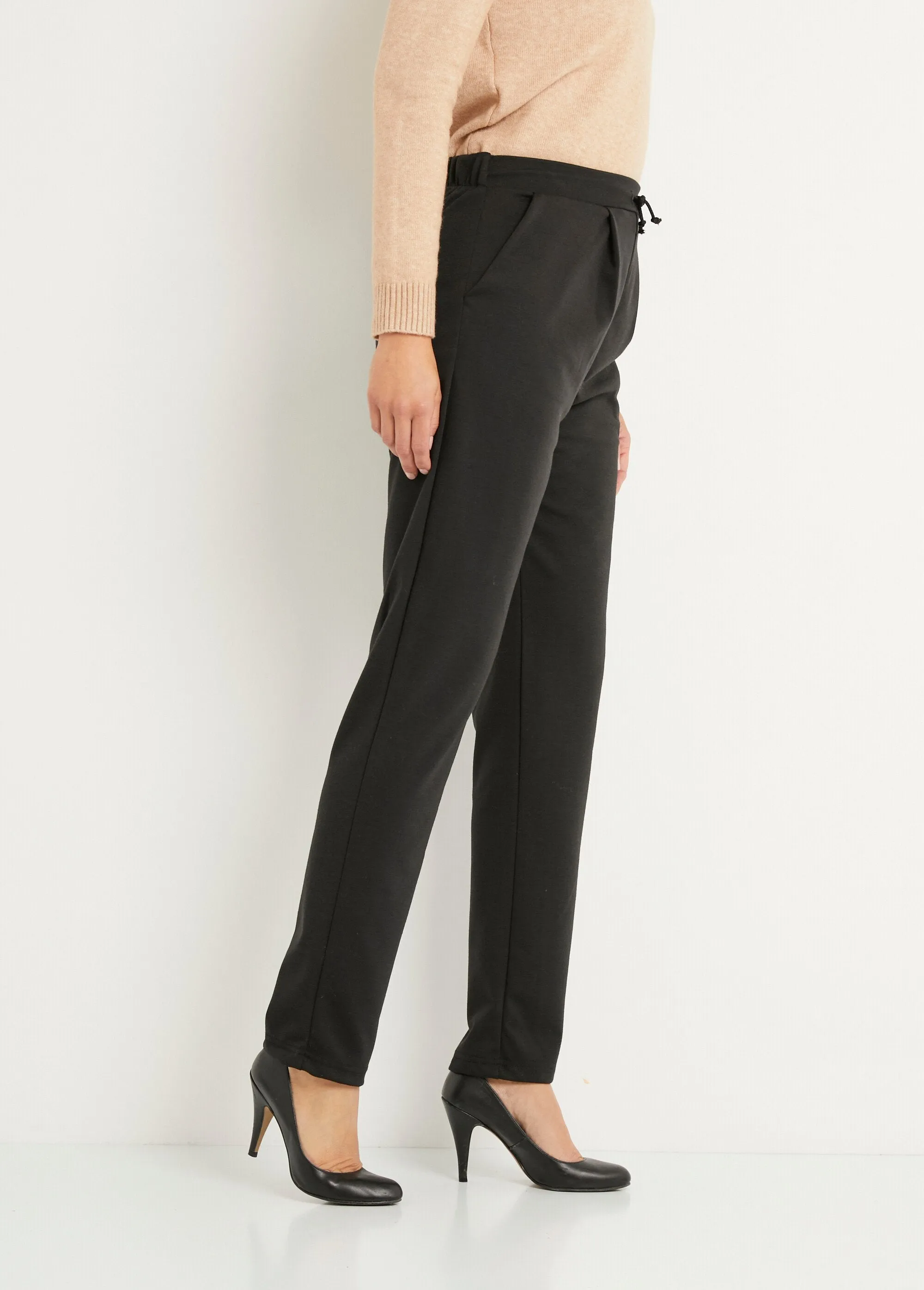 Straight-leg stretch-knit pants