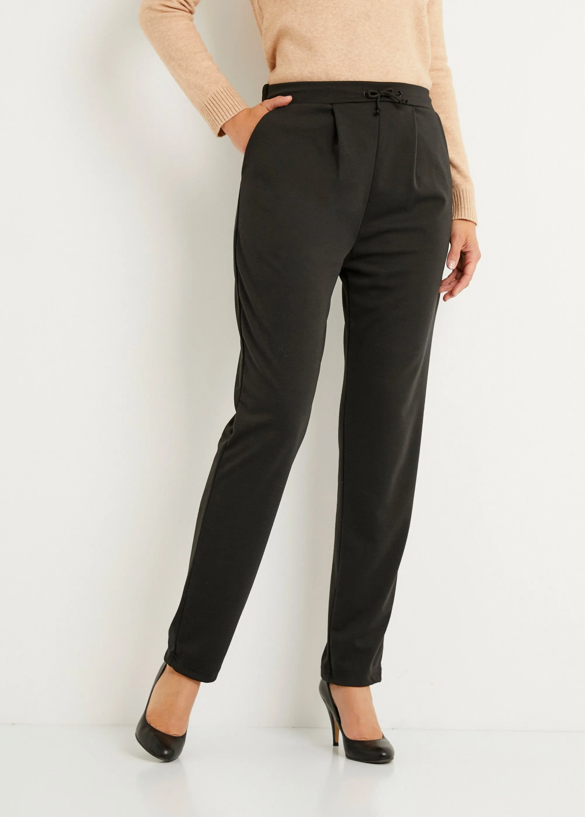 Straight-leg stretch-knit pants