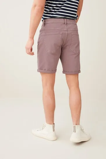 Stretch Denim Shorts For Mens Purple