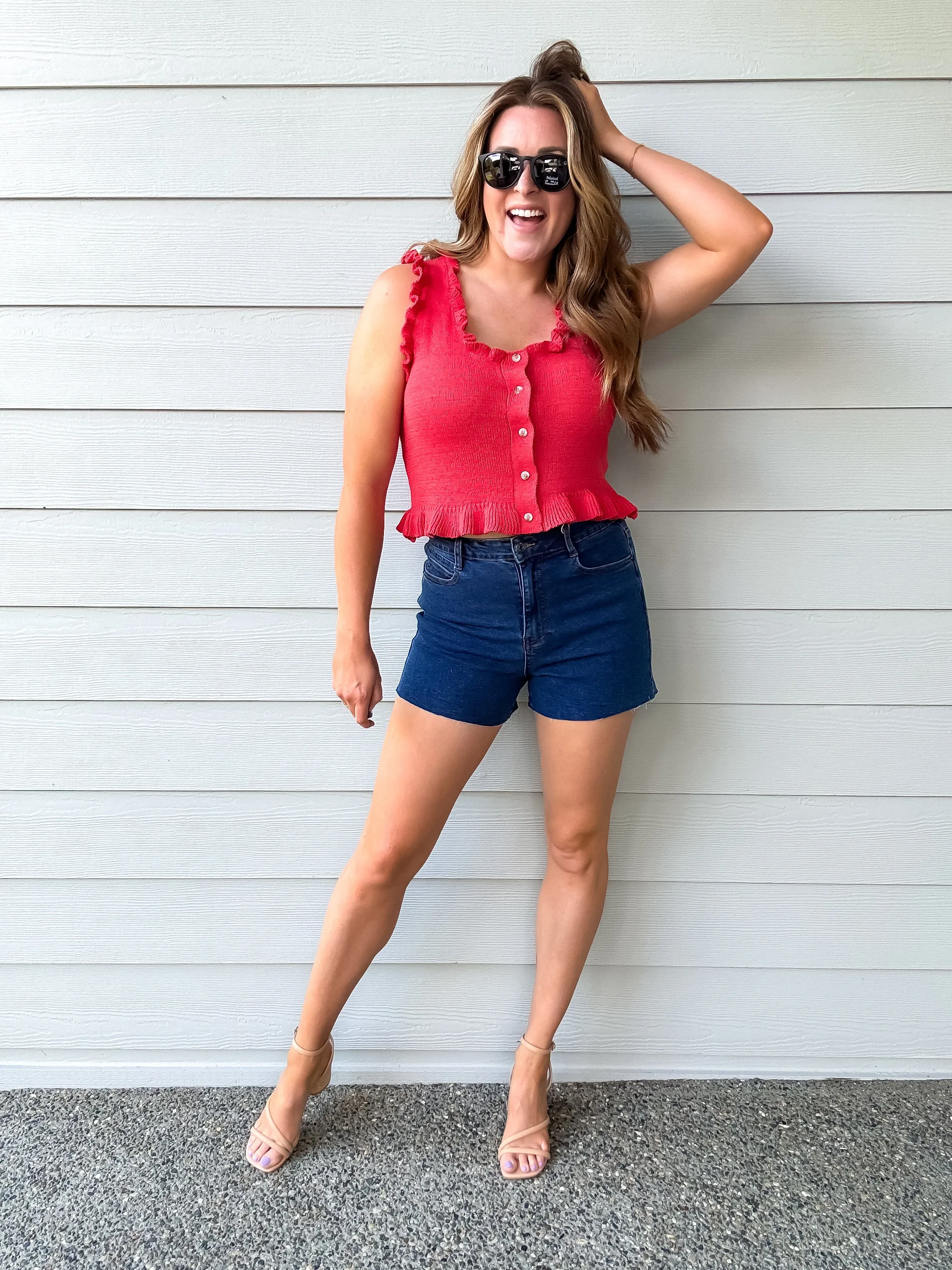 Stretch High Waist Denim Shorts