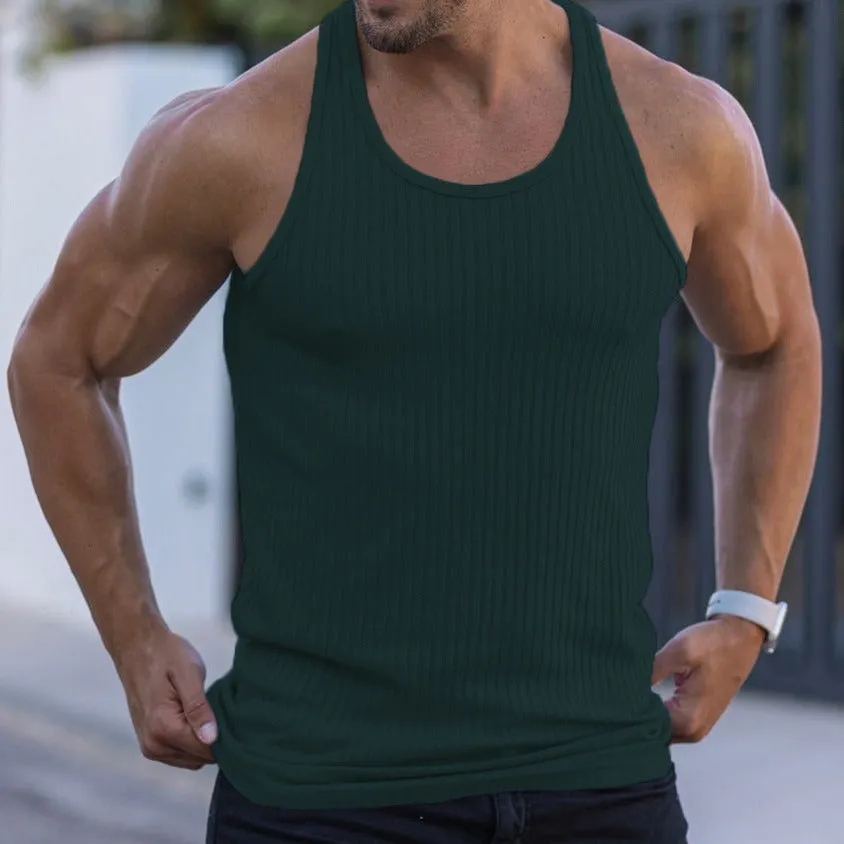 Stripe Fitness Sports Leisure Slim Fit Tank Top