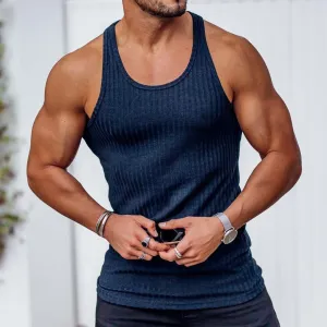 Stripe Fitness Sports Leisure Slim Fit Tank Top