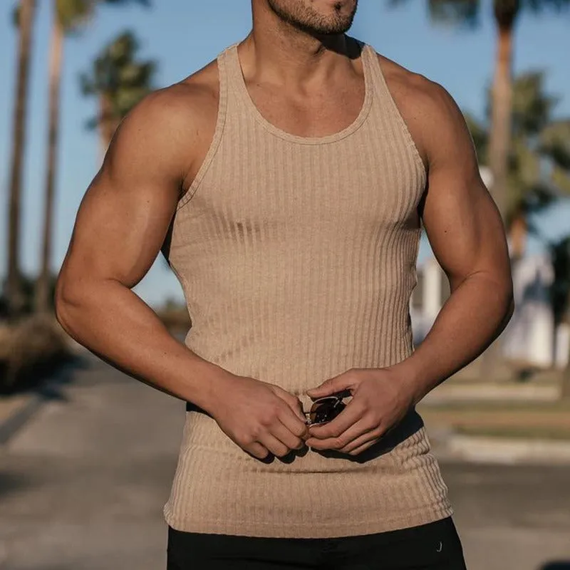 Stripe Fitness Sports Leisure Slim Fit Tank Top