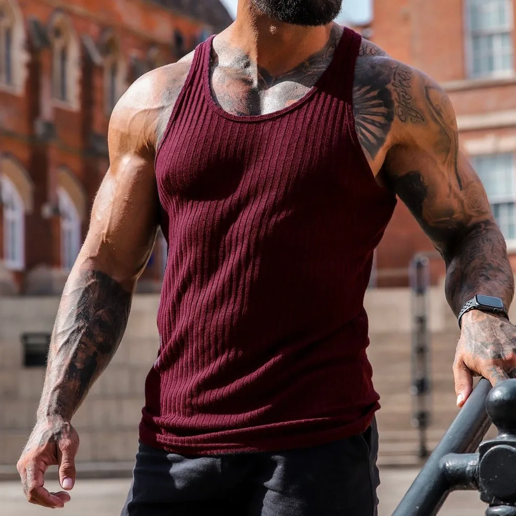 Stripe Fitness Sports Leisure Slim Fit Tank Top