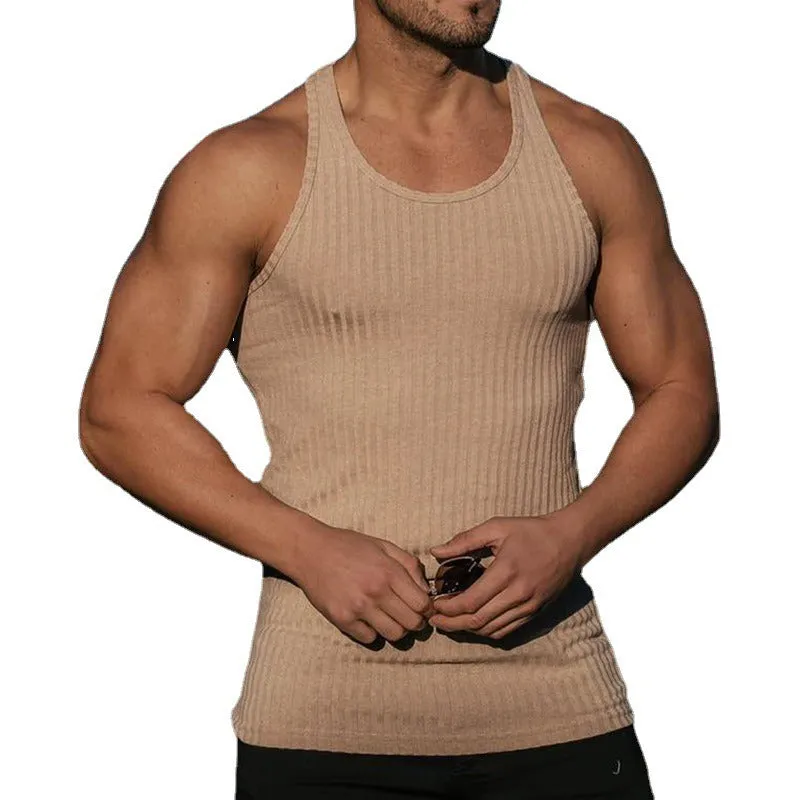 Stripe Fitness Sports Leisure Slim Fit Tank Top
