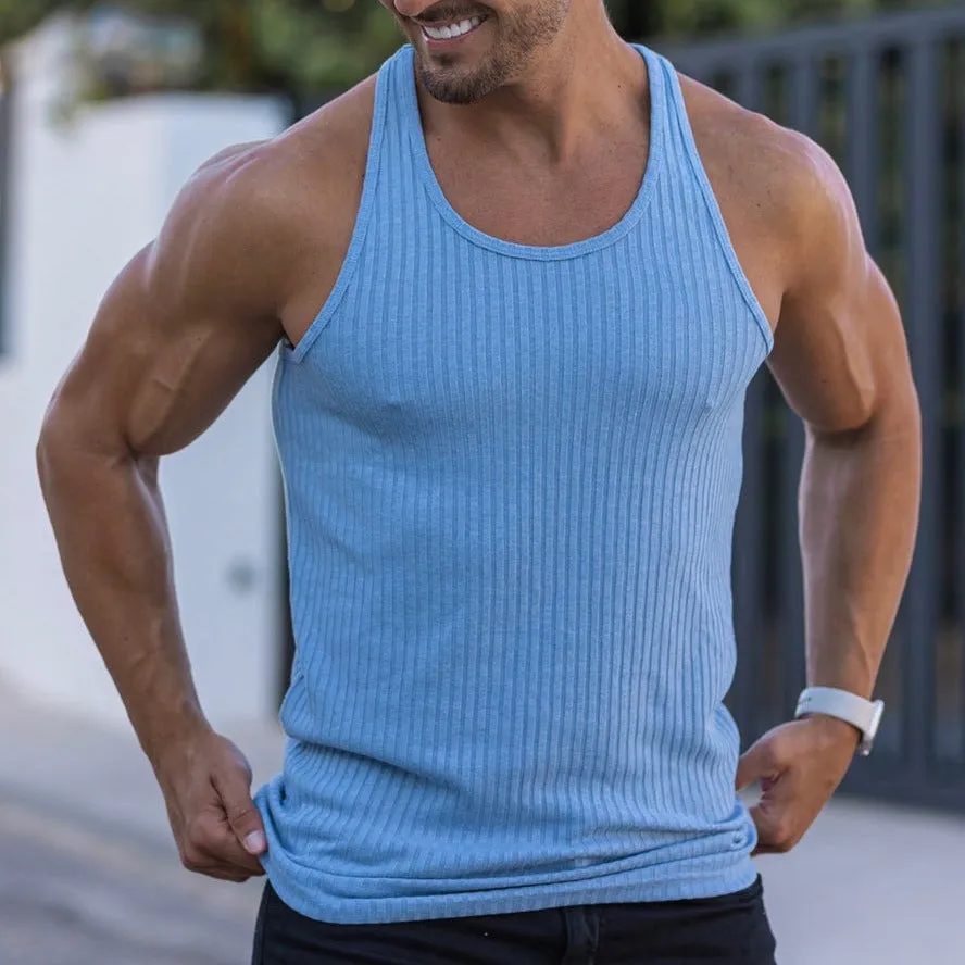 Stripe Fitness Sports Leisure Slim Fit Tank Top