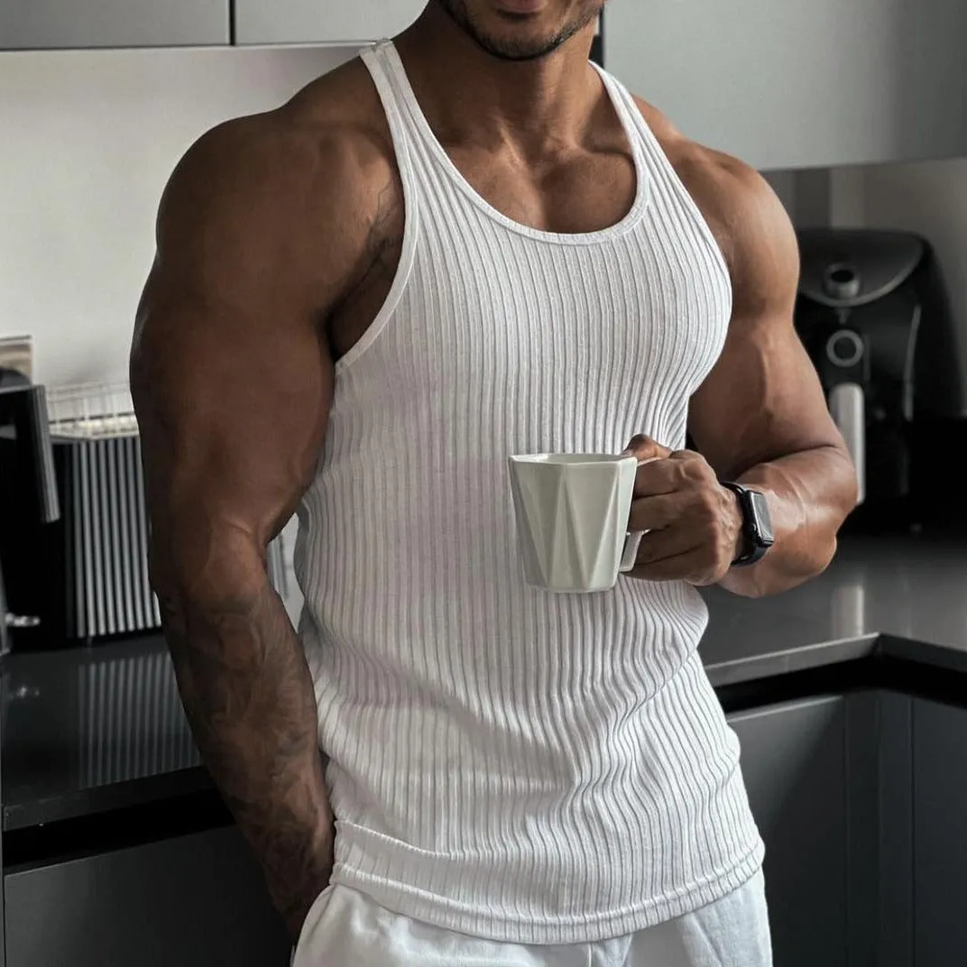 Stripe Fitness Sports Leisure Slim Fit Tank Top