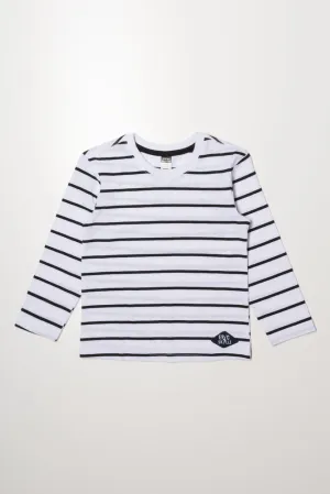 Stripe Long Sleeve T-Shirt Navy And White