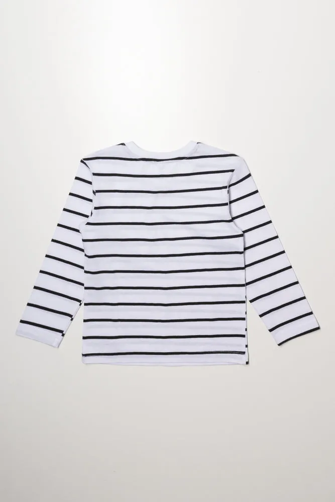 Stripe Long Sleeve T-Shirt Navy And White