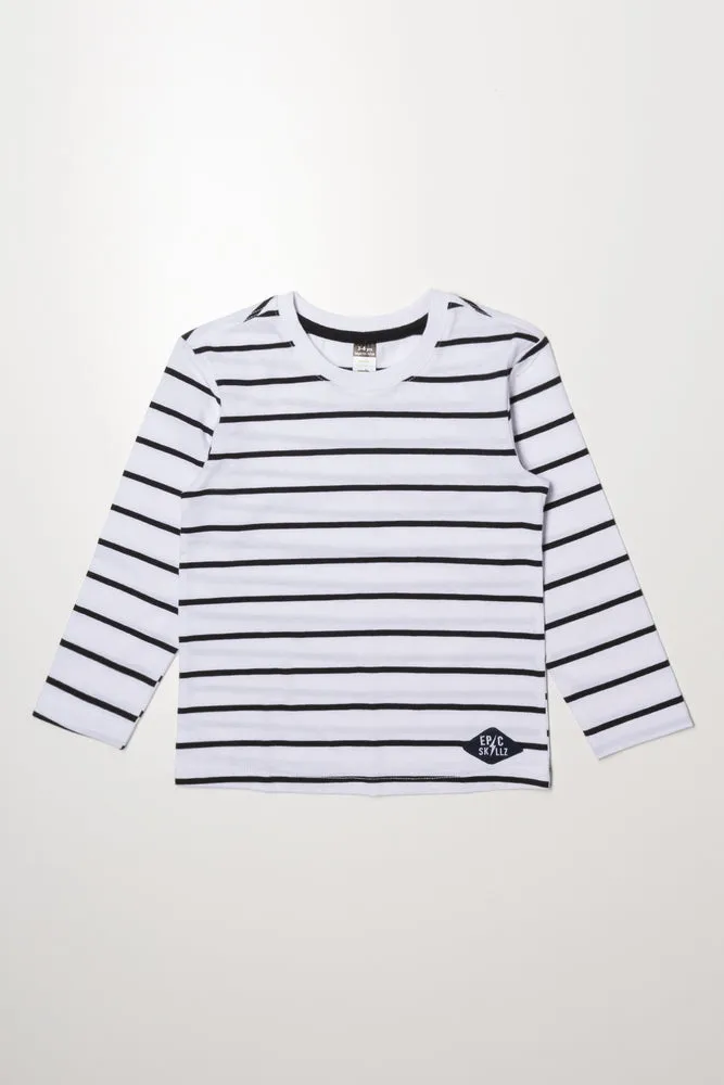 Stripe Long Sleeve T-Shirt Navy And White