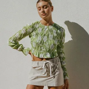 Stylish Long Sleeve Mesh Sheer Slim Top