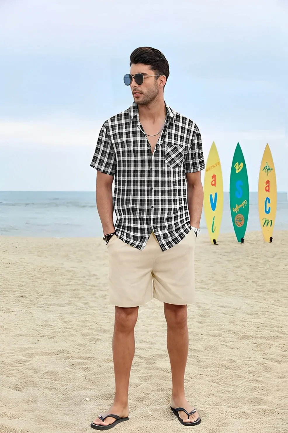Stylish V-neck beach shirt