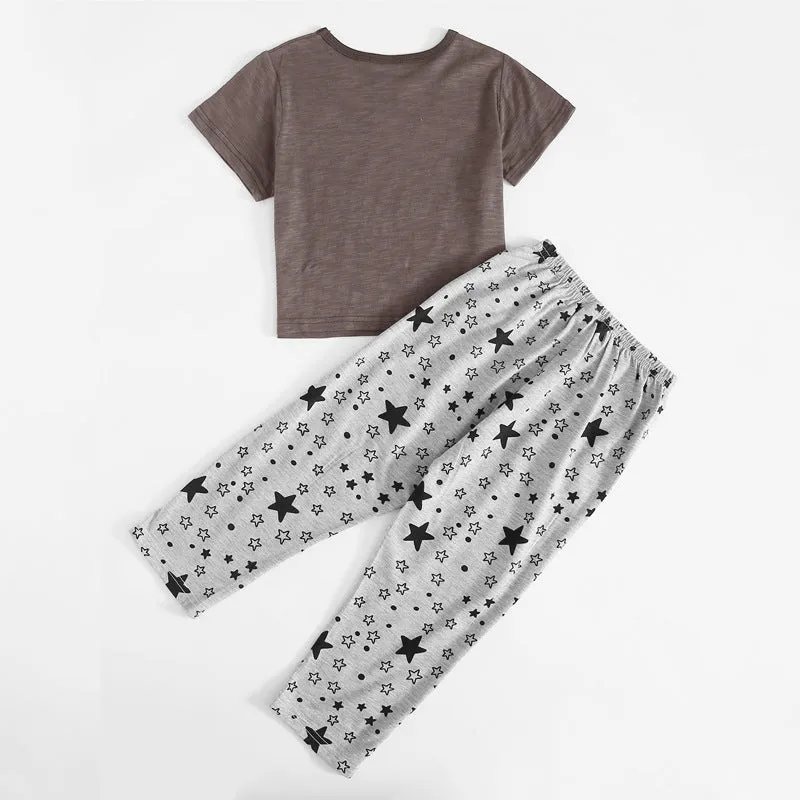 Summer Star Print Kids Homewear Set Breathable Pajamas