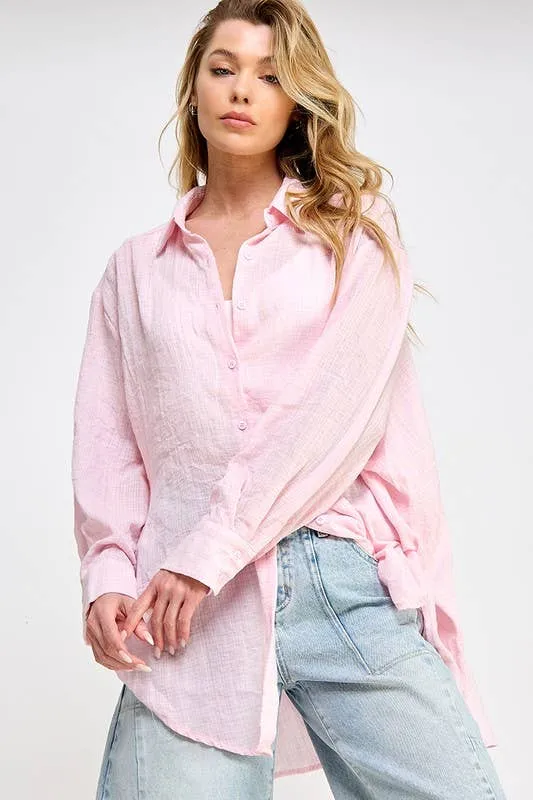 SUPER SOFT SEE THROUGH BUTTON DOWN SHIRT (perfect bathing suit cover up!)