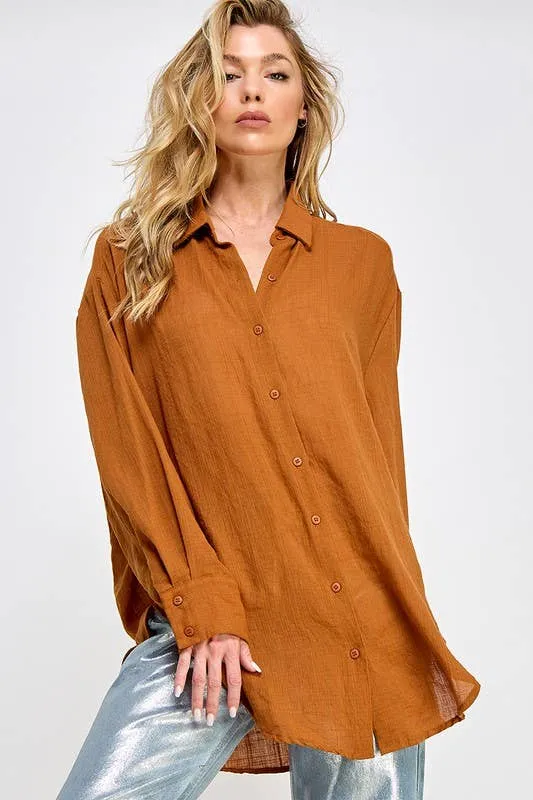 SUPER SOFT SEE THROUGH BUTTON DOWN SHIRT (perfect bathing suit cover up!)