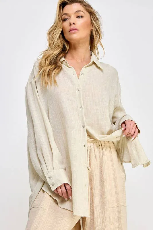 SUPER SOFT SEE THROUGH BUTTON DOWN SHIRT (perfect bathing suit cover up!)