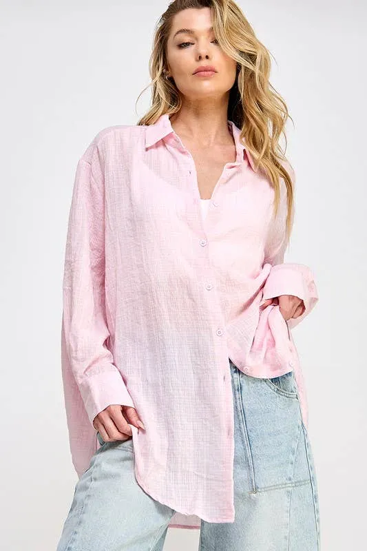 SUPER SOFT SEE THROUGH BUTTON DOWN SHIRT (perfect bathing suit cover up!)