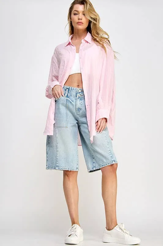 SUPER SOFT SEE THROUGH BUTTON DOWN SHIRT (perfect bathing suit cover up!)